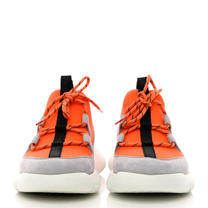 Hermes Technical Canvas Suede Goatskin Womens Duel Sneakers 39 Orange Multicolor 2 of 9
