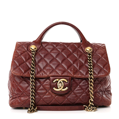 Chanel Glazed Calfskin Castle Rock Large Flap Burgundy 1 of 12