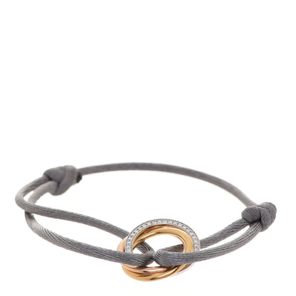 Cartier 18K White Yellow Pink Gold Diamond Trinity Cord Bracelet Grey 1 of 4