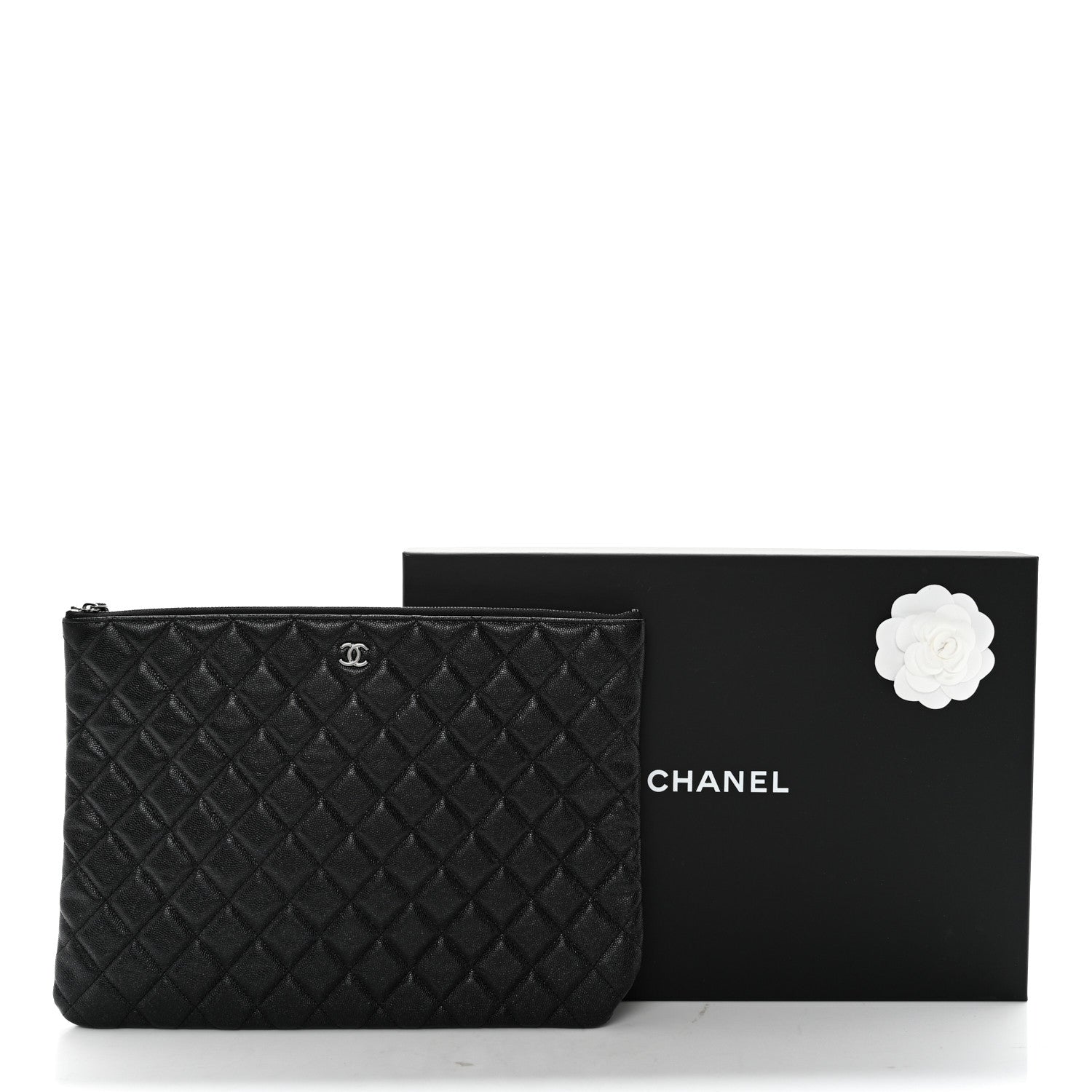 Chanel Iridescent Caviar Quilted Large Cosmetic Case Black 8 of 9