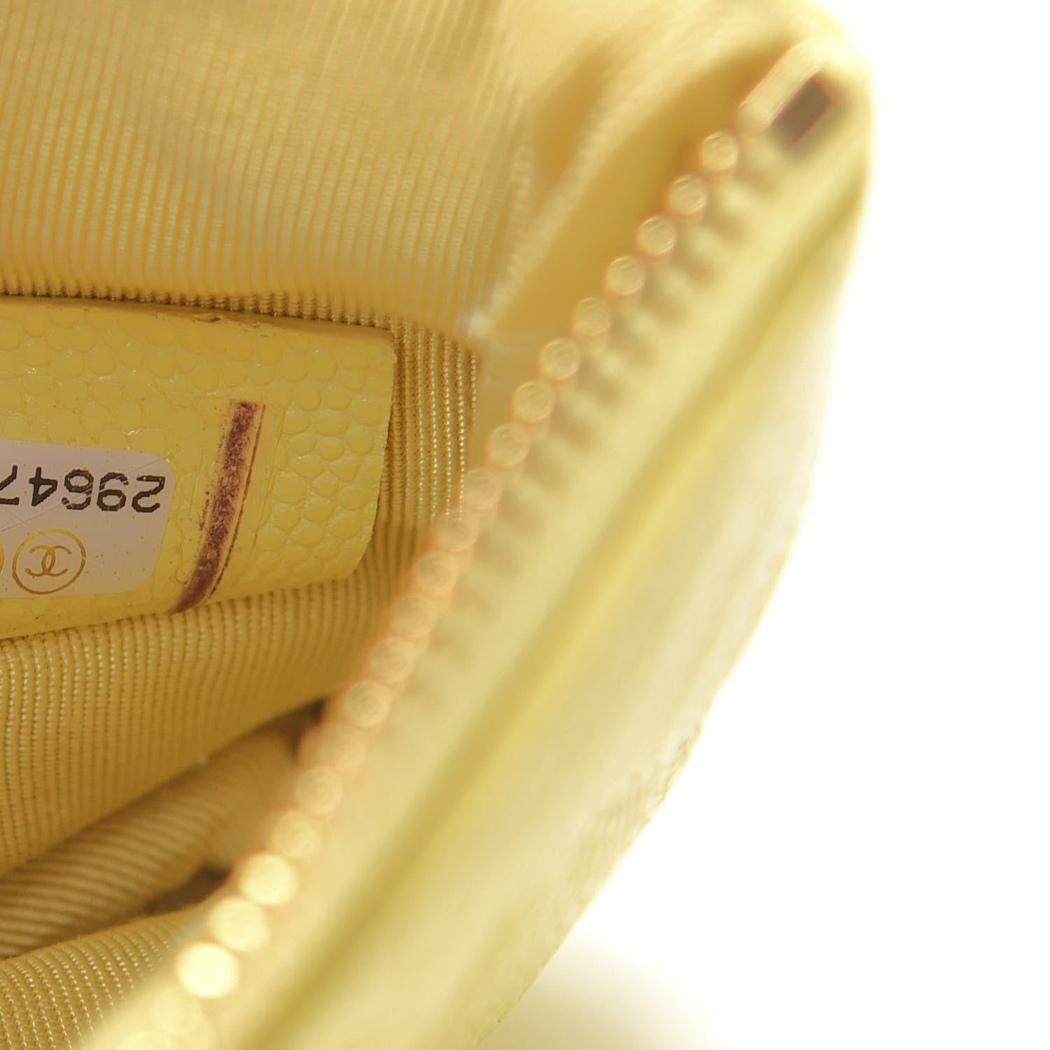 Chanel Caviar Quilted Small Cosmetic Case Yellow 7 of 8