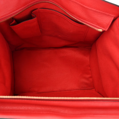 Celine Drummed Calfskin Mini Luggage Coquelicot 5 of 12