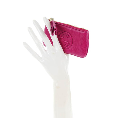 Gucci Pebbled Calfskin Soho Key Case Bright Bougainvillea 2 of 7