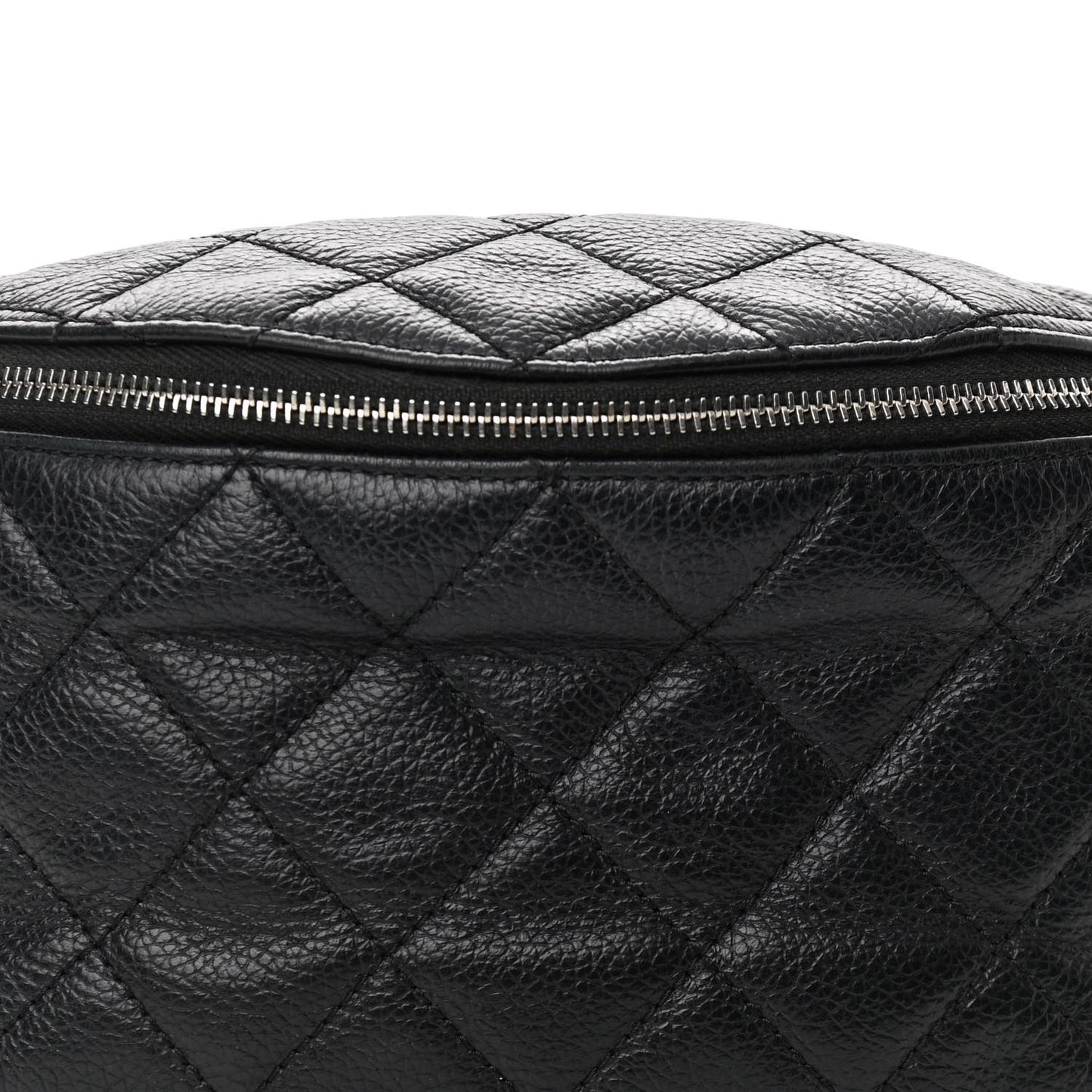 Grained Calfskin Quilted Waist Belt Bag Black