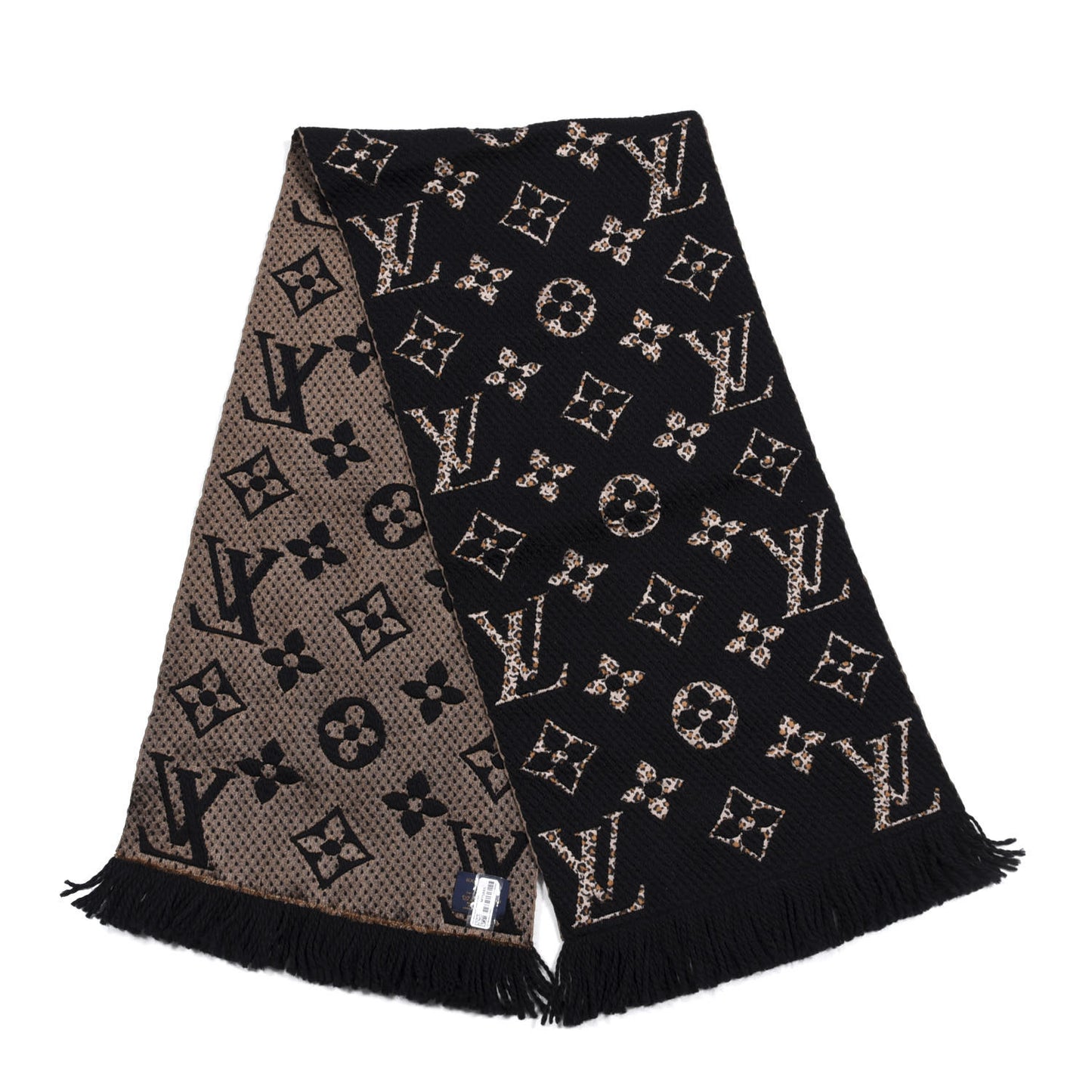 Wool Silk Monogram Giant Jungle Logomania Shine Scarf Black