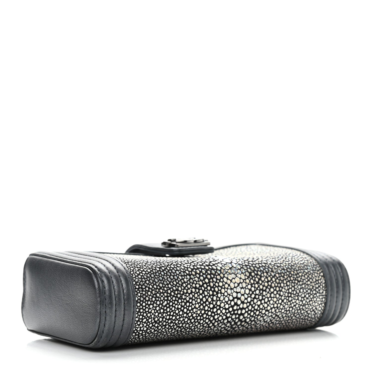 Chanel Metallic Galuchat Stingray Lambskin Mini Clutch With Removable Chain Dark Grey 4 of 11