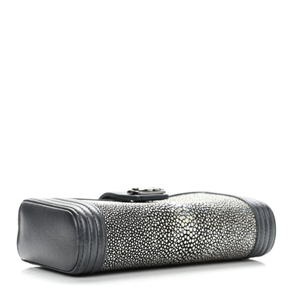 Chanel Metallic Galuchat Stingray Lambskin Mini Clutch With Removable Chain Dark Grey 4 of 11