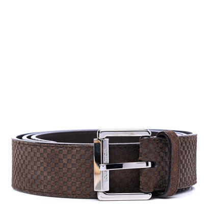 Louis Vuitton Suede Calfskin Mini Damier Belt 90 36 Moka 1 of 6