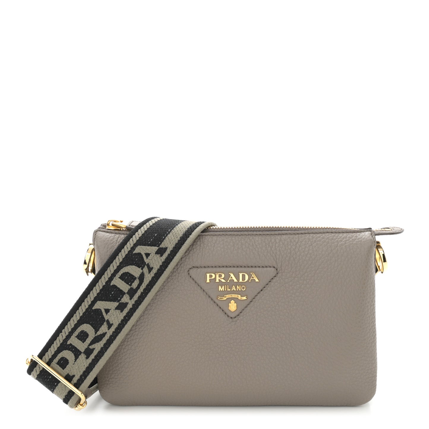 Vitello Daino Soft Mini Zippered Shoulder Bag Argilla
