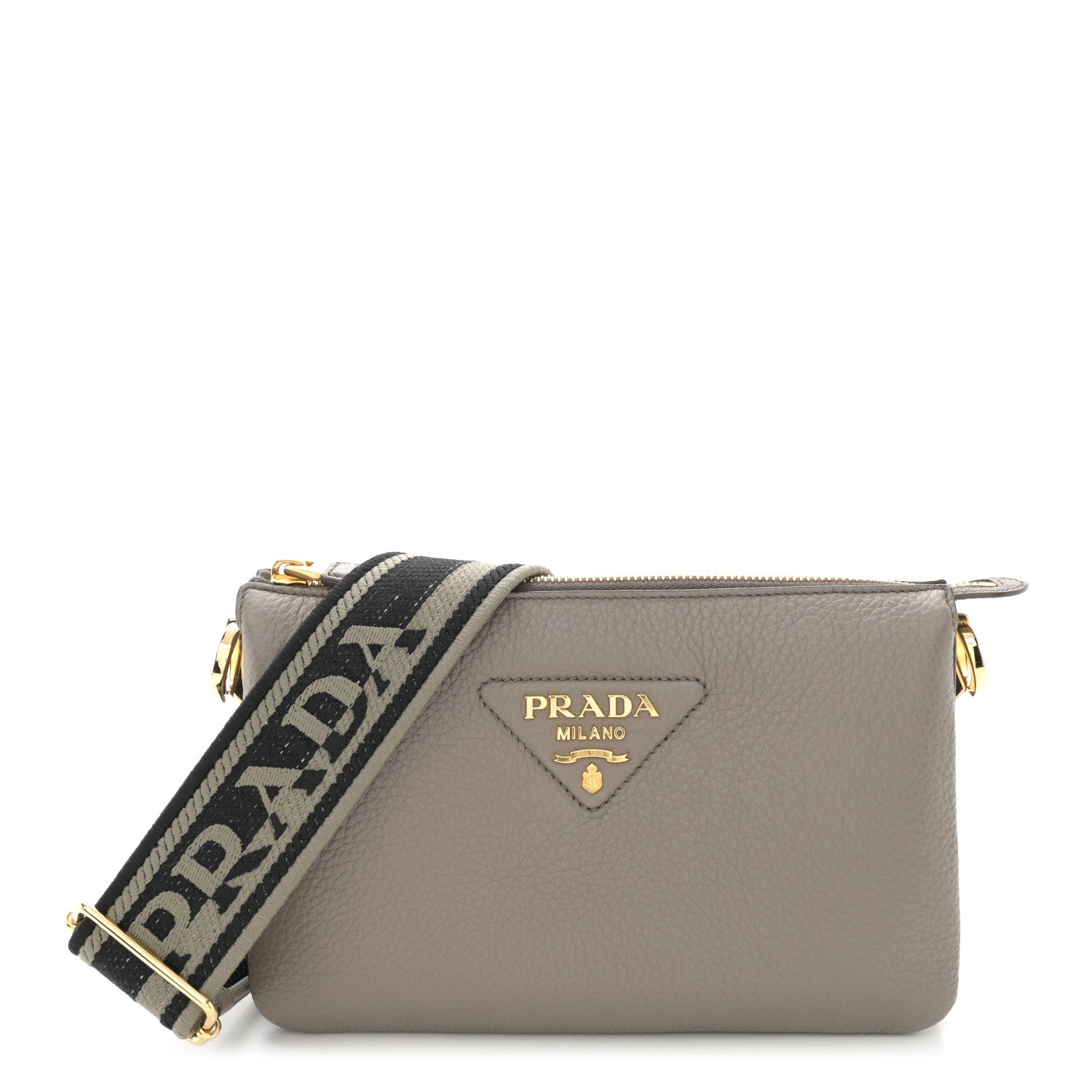 Prada Vitello Daino Soft Mini Zippered Shoulder Bag Argilla 1 of 11