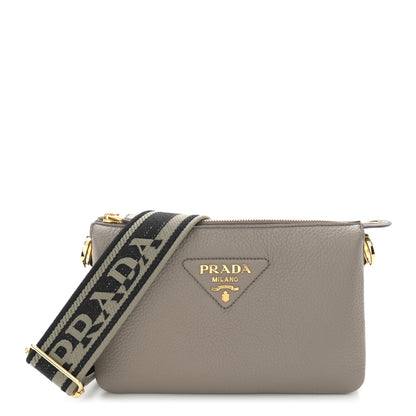 Prada Vitello Daino Soft Mini Zippered Shoulder Bag Argilla 1 of 11