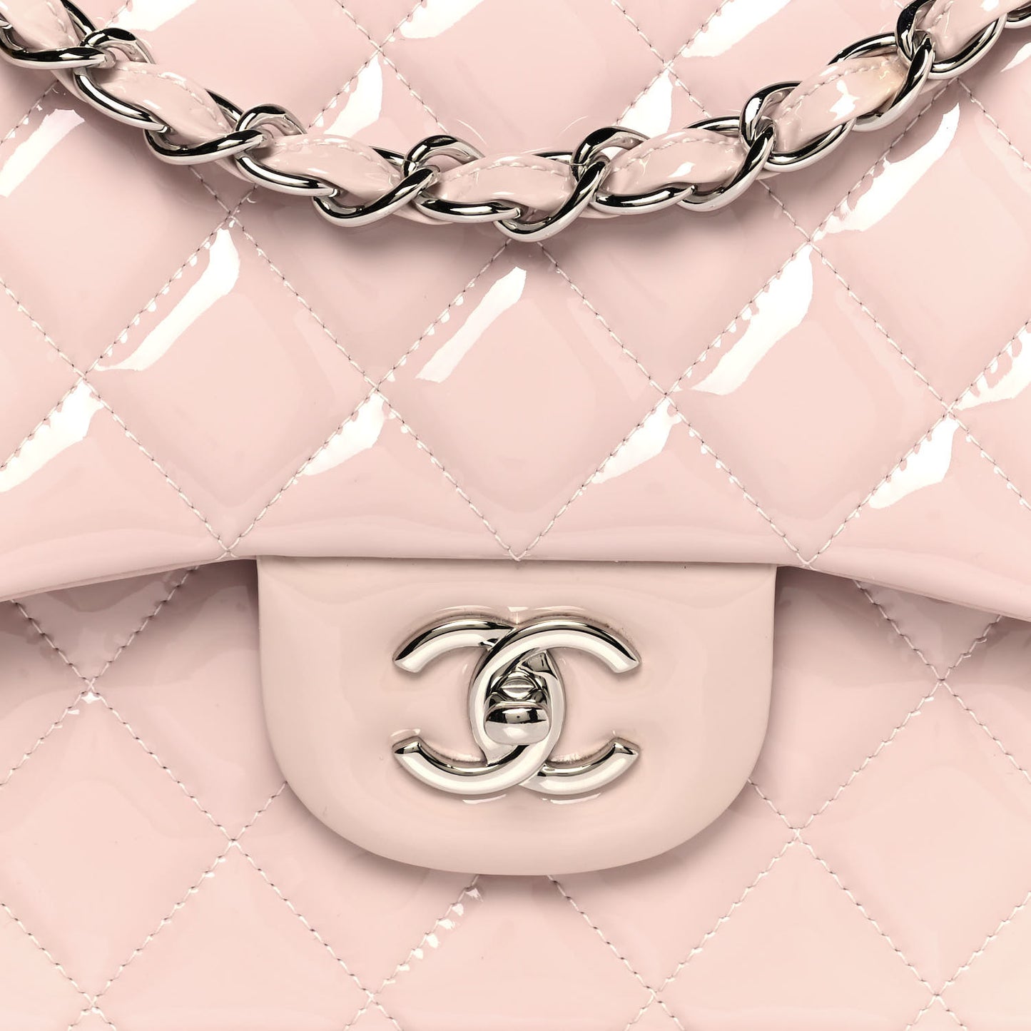 Patent Quilted Jumbo Double Flap Light Pink
