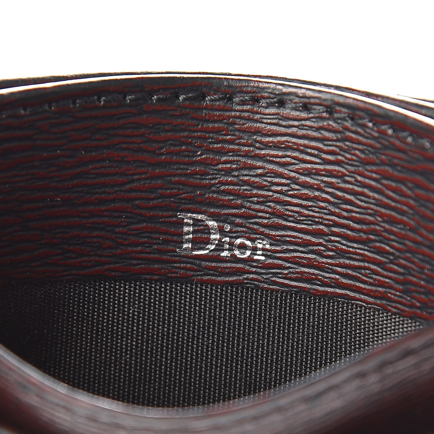 Christian Dior Calfskin Bee Signature Card Holder Red Black 6 of 8