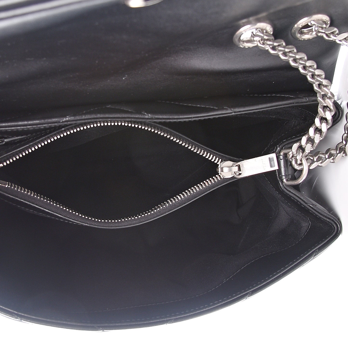 Calfskin Y Quilted Monogram Medium Loulou Chain Satchel Black