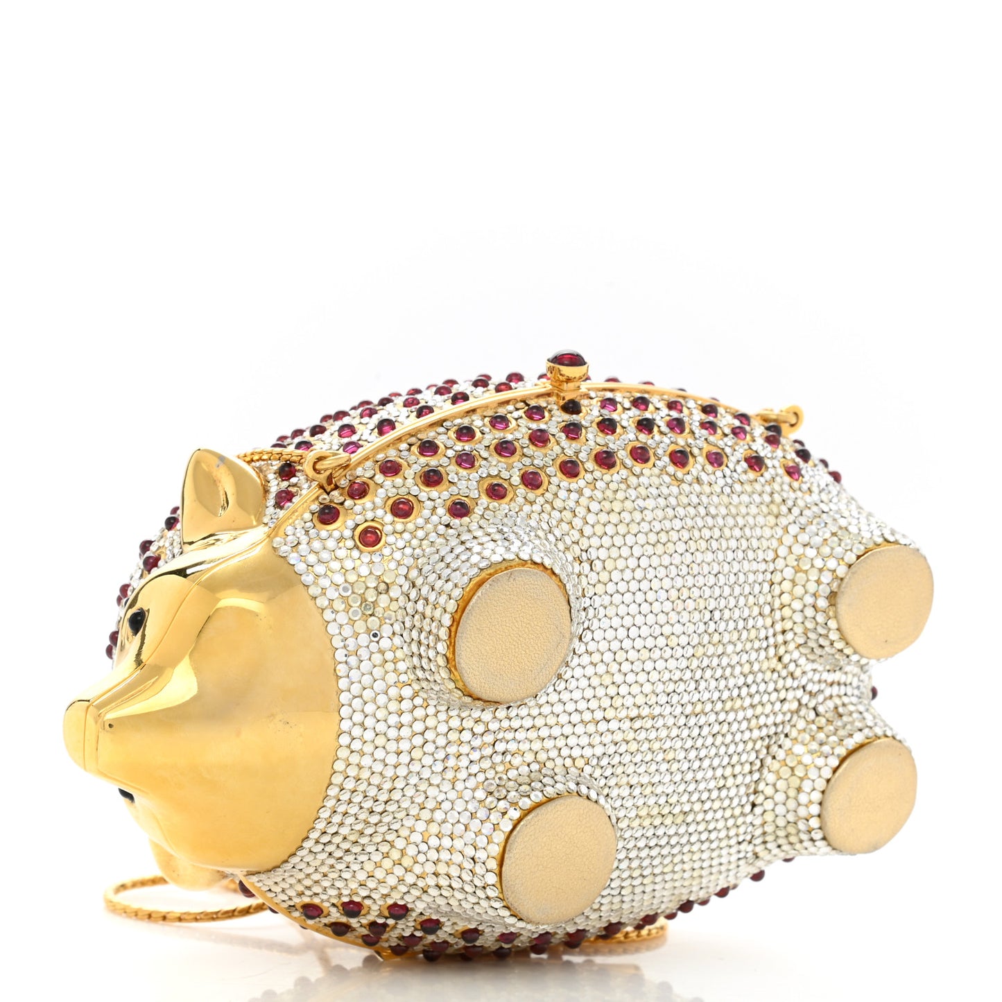 Swarovski Crystal Hedgehog Wilbur Minaudiere Clutch Gold Silver