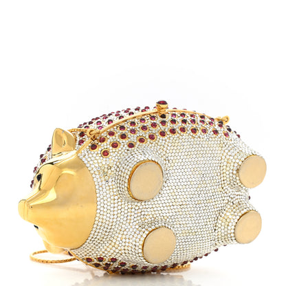 Judith Leiber Swarovski Crystal Hedgehog Wilbur Minaudiere Clutch Gold Silver 5 of 10