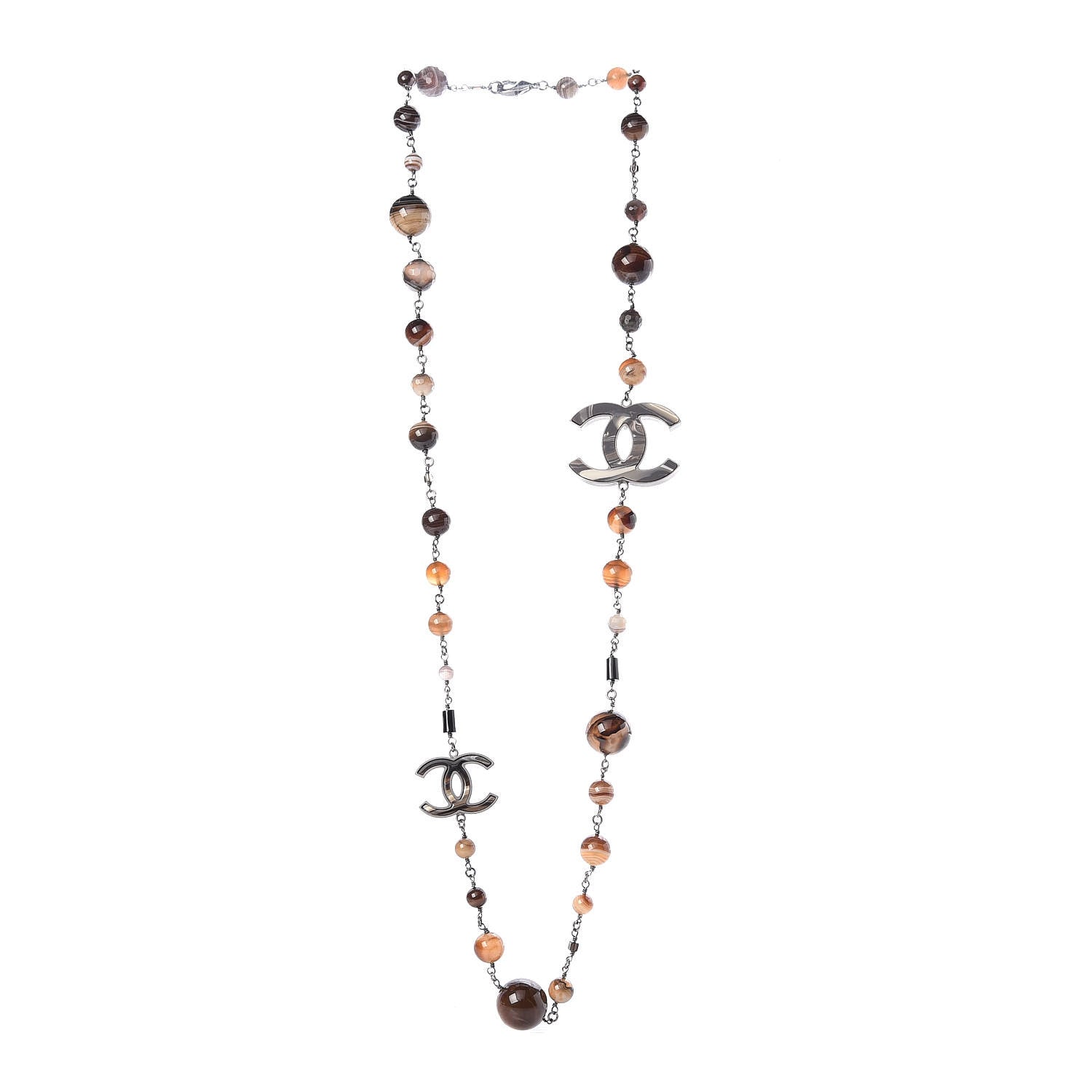 Chanel Agate Beaded Oversized CC Necklace 2 of 5