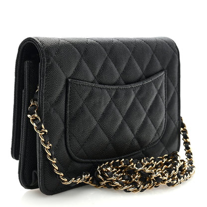 Chanel Caviar Quilted Crystal Enamel CC Wallet On Chain WOC Black 3 of 9
