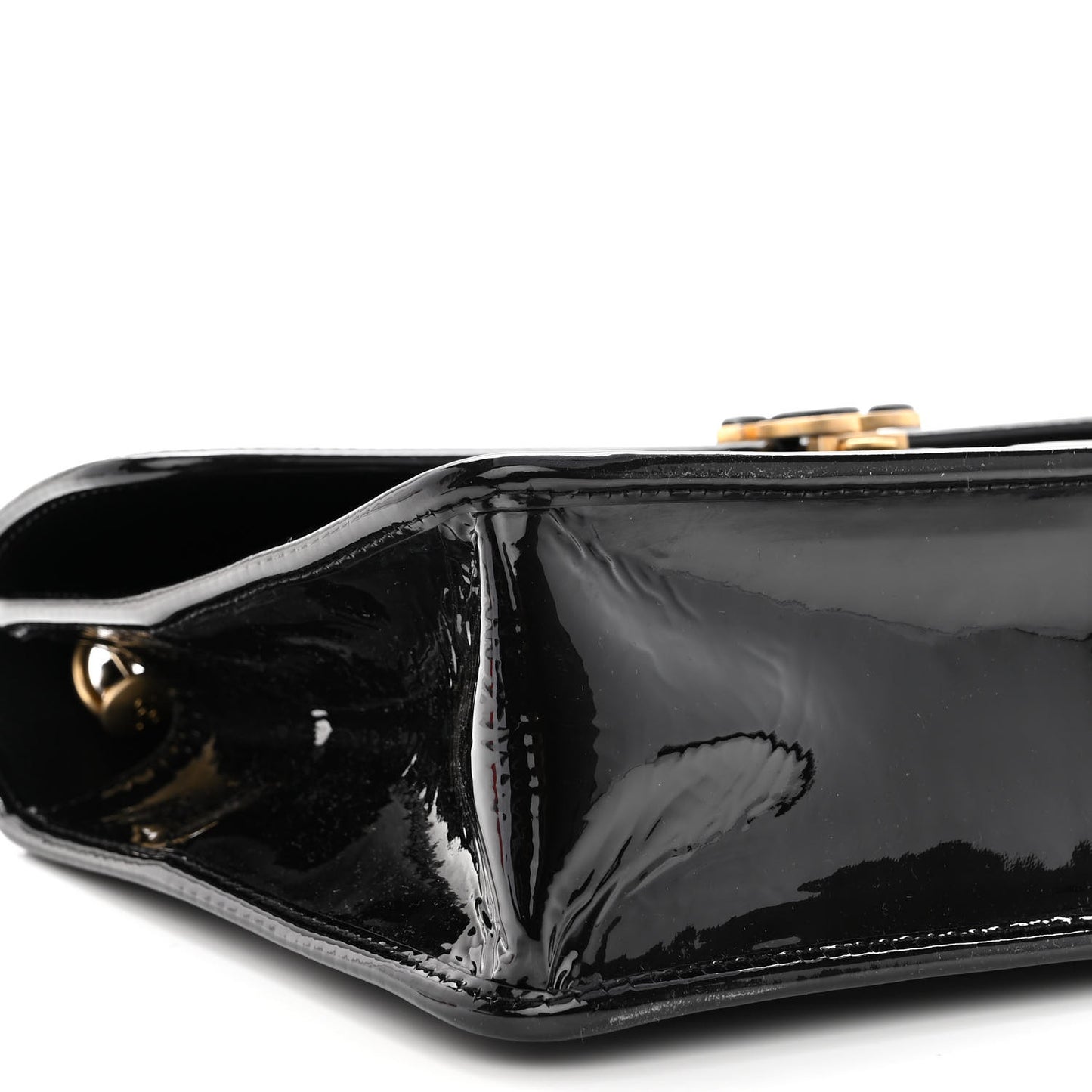 Patent Quilted Graphic Catch Flap Black