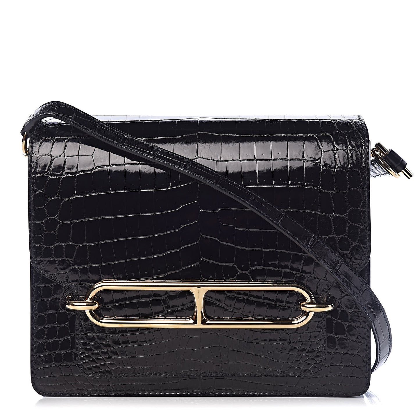 Shiny Niloticus Crocodile Sac Roulis 23 Black