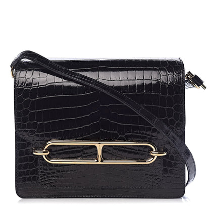 Hermes Shiny Niloticus Crocodile Sac Roulis 23 Black 1 of 15