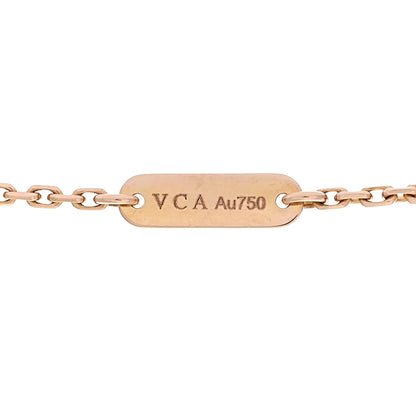 Van Cleef & Arpels 18K Rose Gold Diamond Pink Porcelain Vintage Alhambra Pendant Necklace 5 of 5