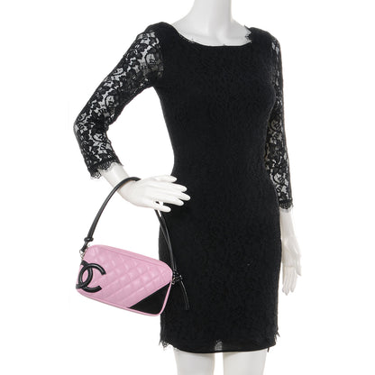 Chanel Calfskin Quilted Cambon Pochette Pink Black 2 of 9