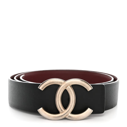 Chanel Calfskin CC Reversible Belt 75 30 Black Burgundy 1 of 10
