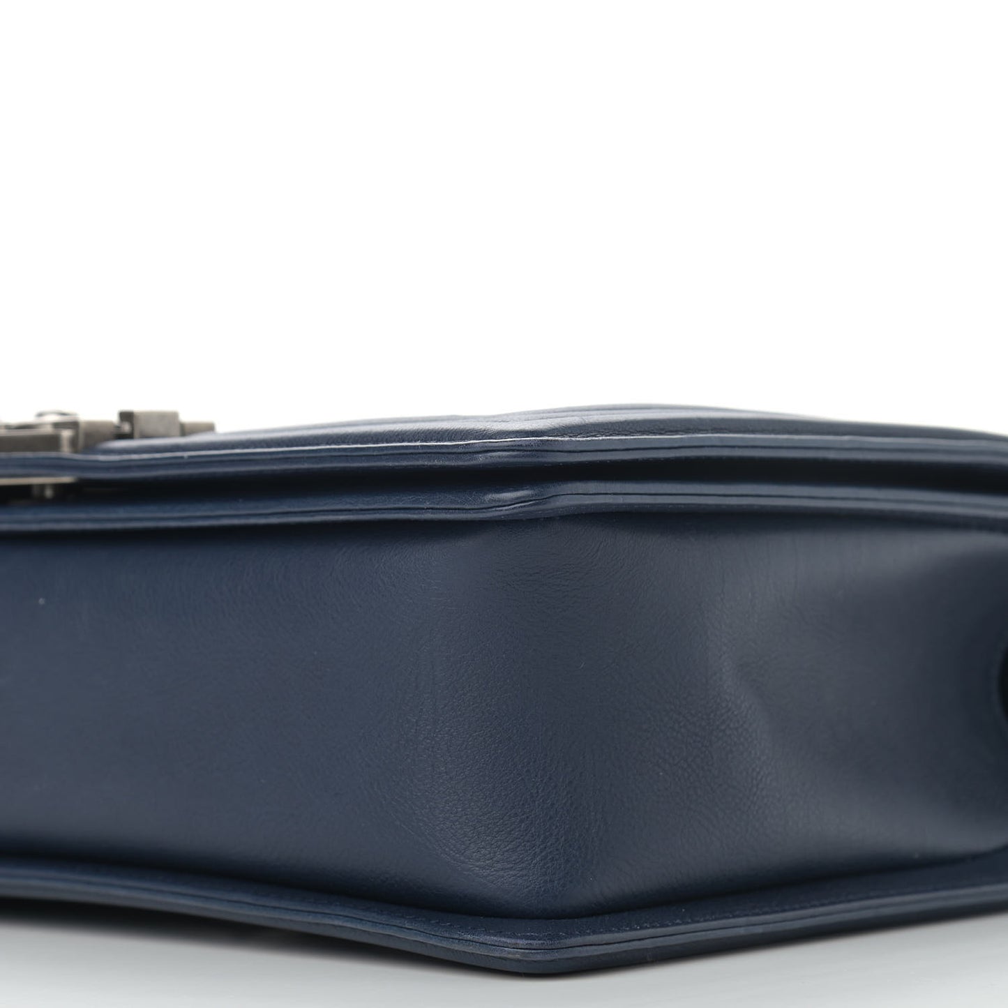 Calfskin Double Stitch New Medium Boy Flap Navy Blue