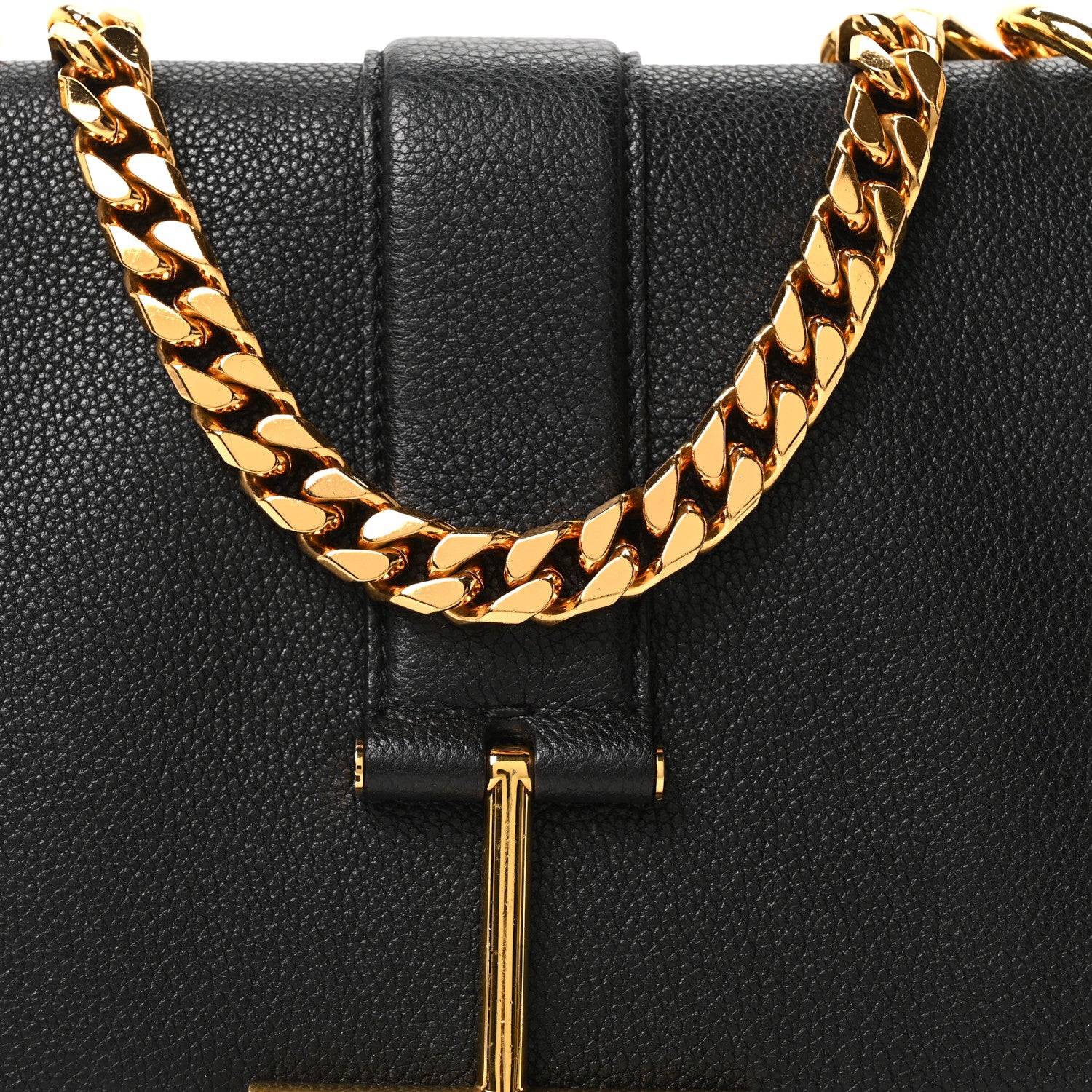 Tom Ford Grained Calfskin Tara Chain Shoulder Bag Black 7 of 9