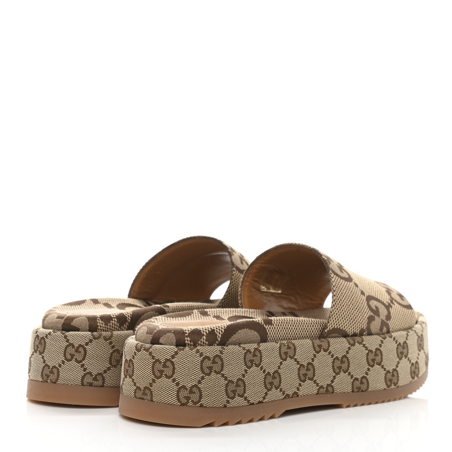 Gucci Monogram Maxi GG Angelina Platform 55mm Slide Sandals 39 Camel Ebony 4 of 9