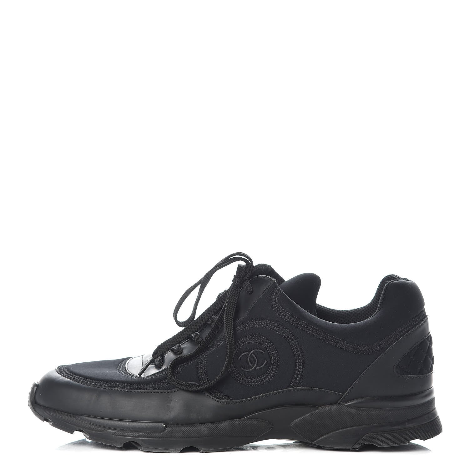 Chanel Lycra Fabric CC Sneakers 41 Black 1 of 13