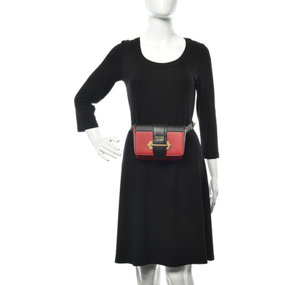 Prada Saffiano City Calf Cahier Belt Bag Fuoco Black 3 of 10