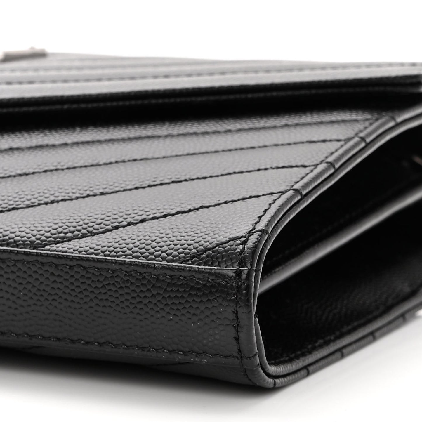 Grain De Poudre Matelasse Chevron Monogram Chain Wallet Black