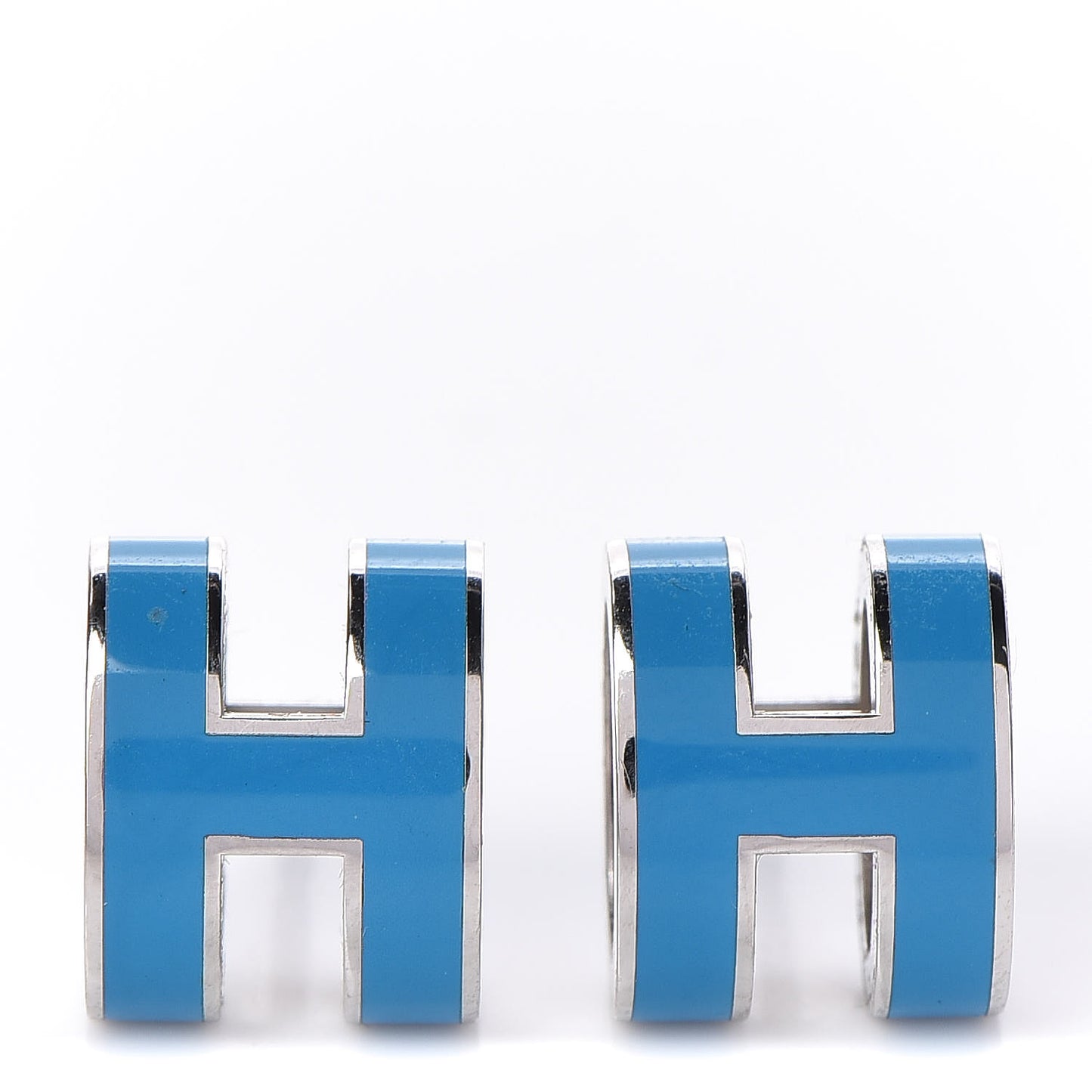 Palladium Lacquered Pop H Earrings Bleu Paradis