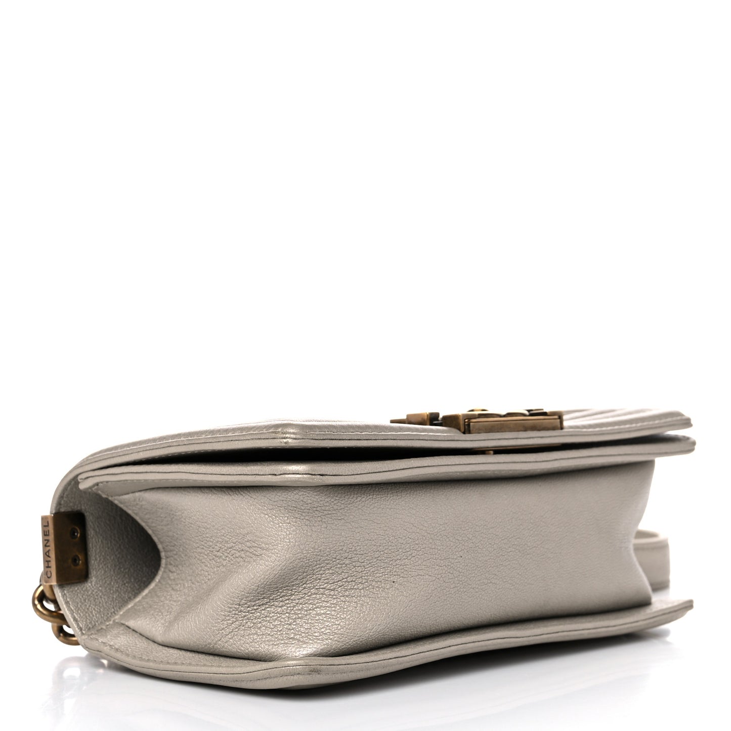 Metallic Lambskin Small Scaled Boy Flap Gold