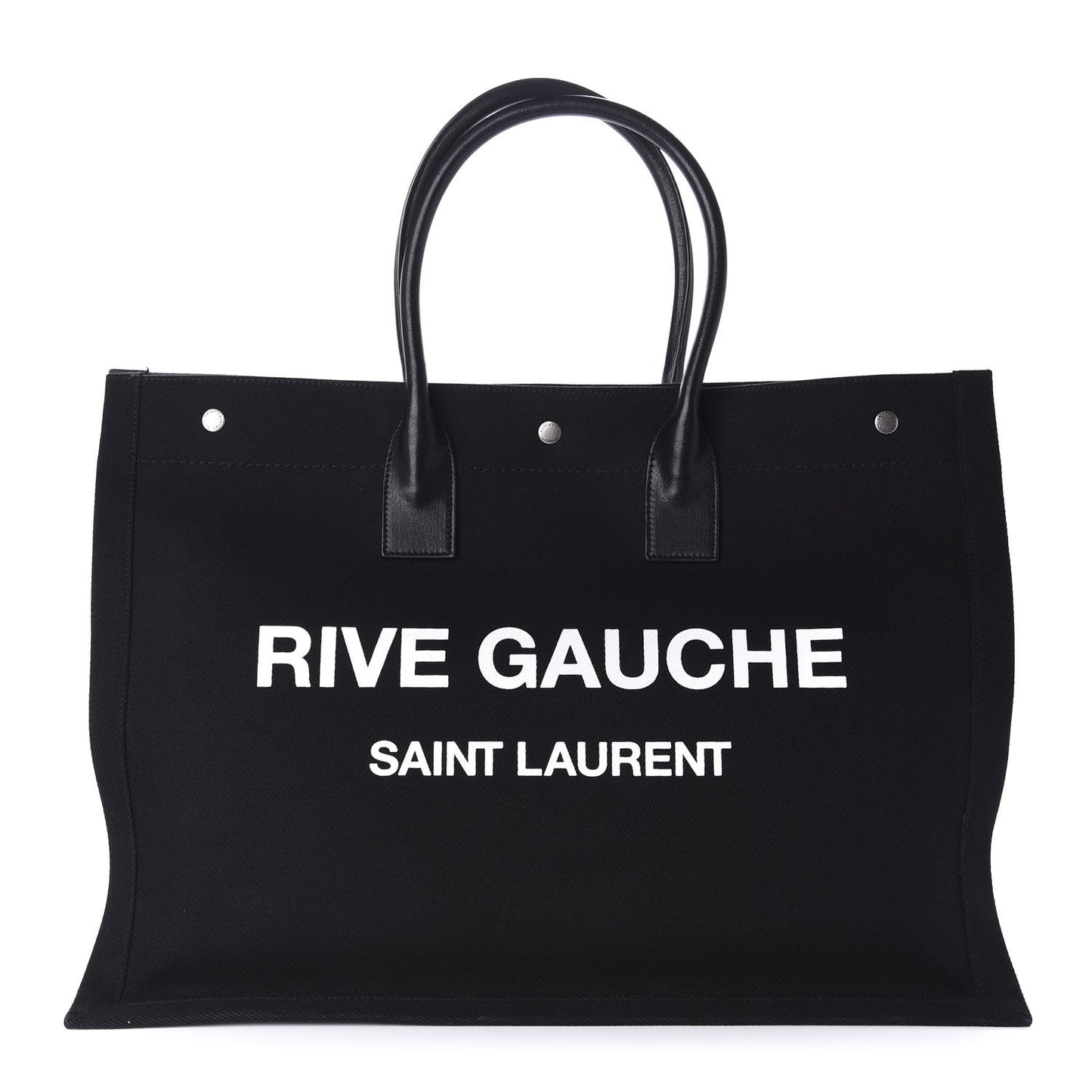 Linen Calfskin Rive Gauche Tote Black