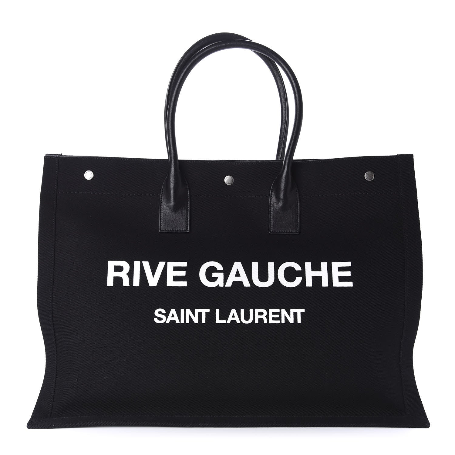 Saint Laurent Linen Calfskin Rive Gauche Tote Black 1 of 10