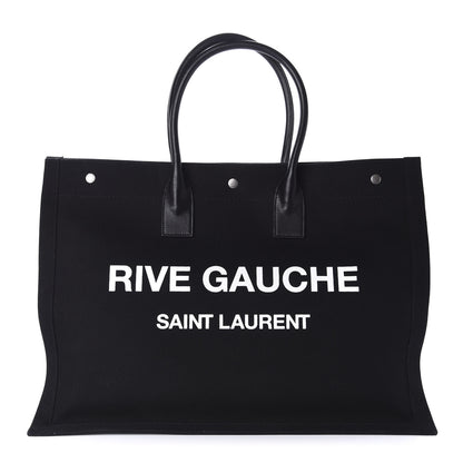 Saint Laurent Linen Calfskin Rive Gauche Tote Black 1 of 10