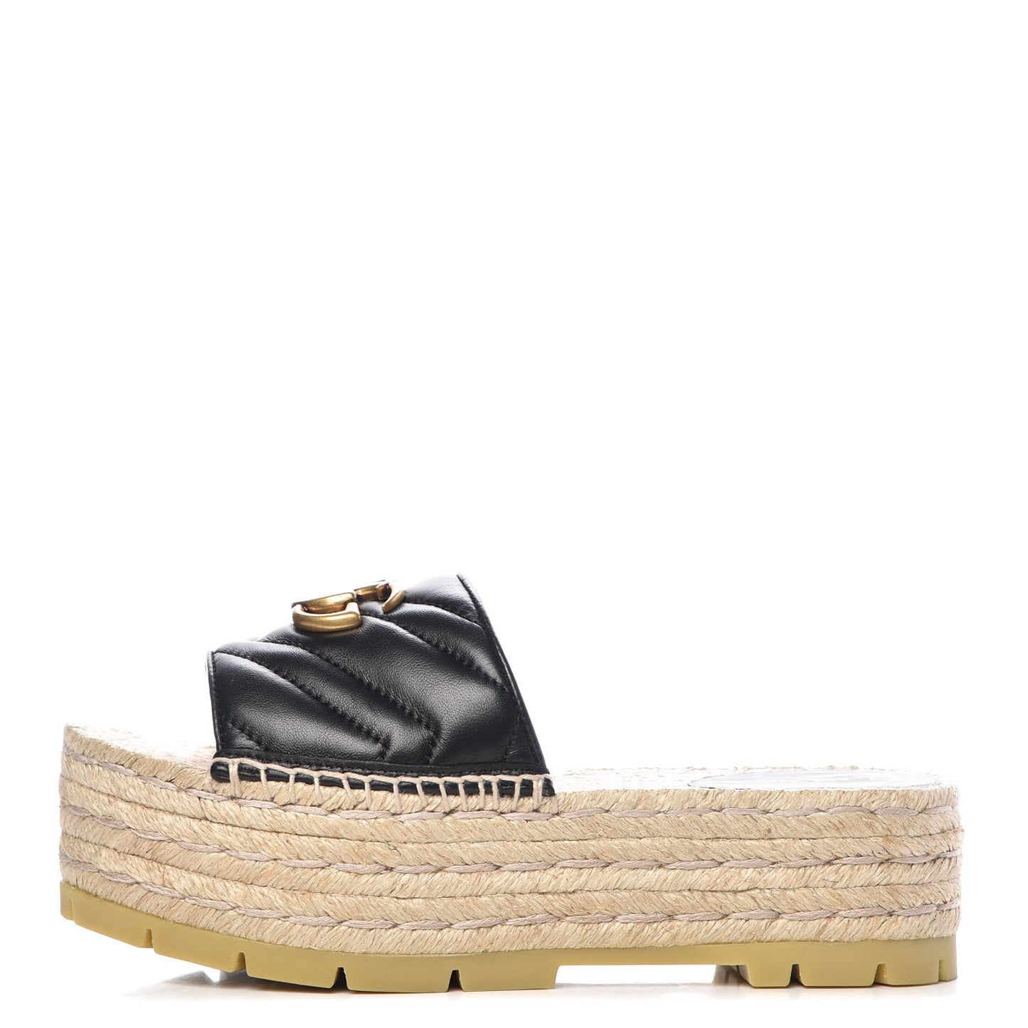 Nappa Matelasse GG Marmont Platform Espadrille Slide Sandals 36 Black