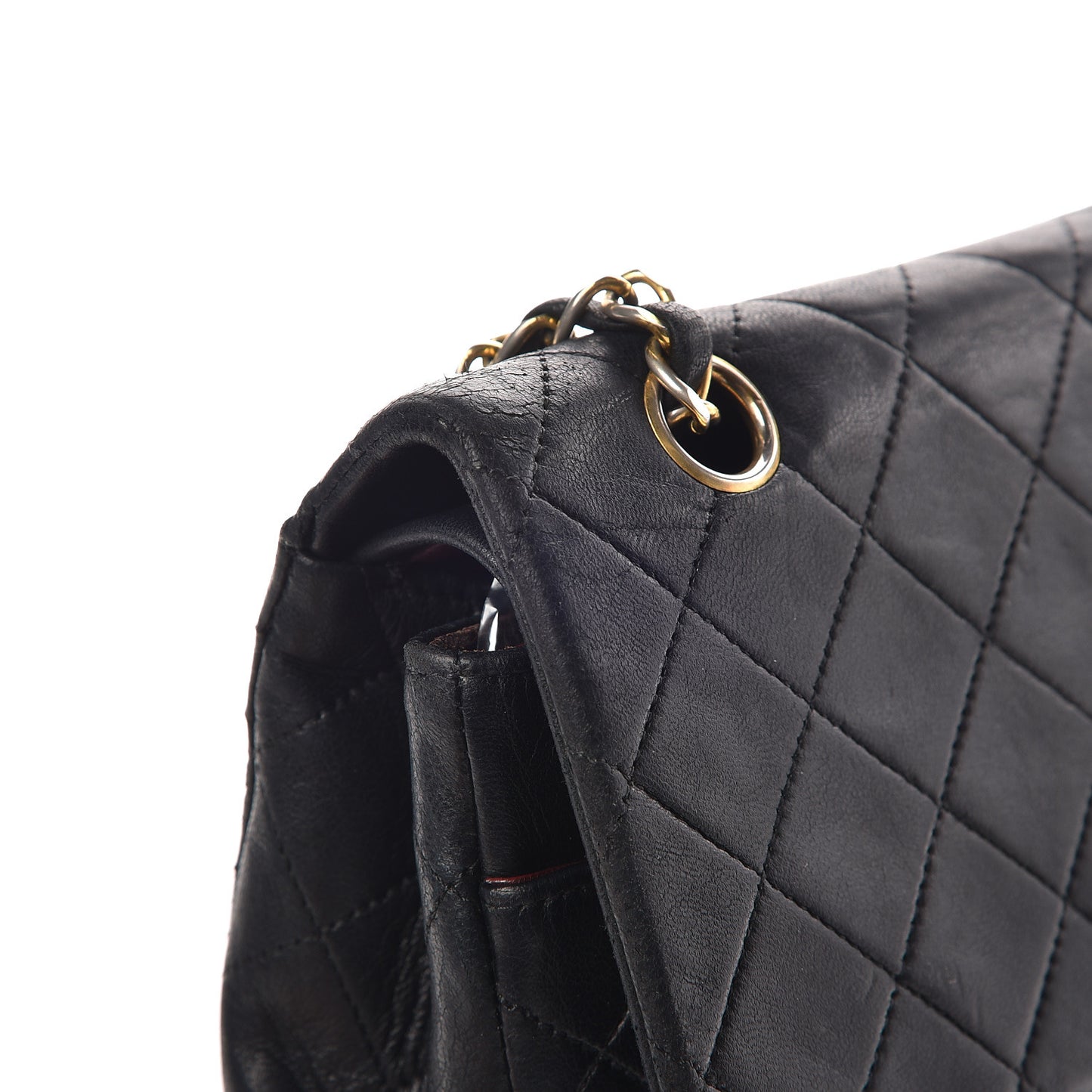 Lambskin Quilted Medium Double Flap Black