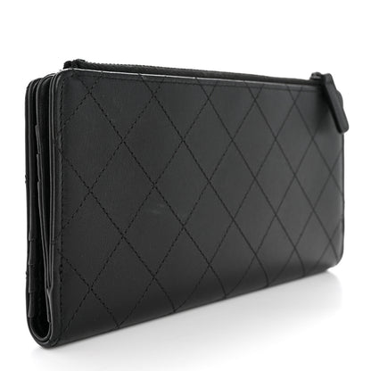 Chanel Grained Calfskin Quilted Long Zipped Wallet So Black 3 of 8