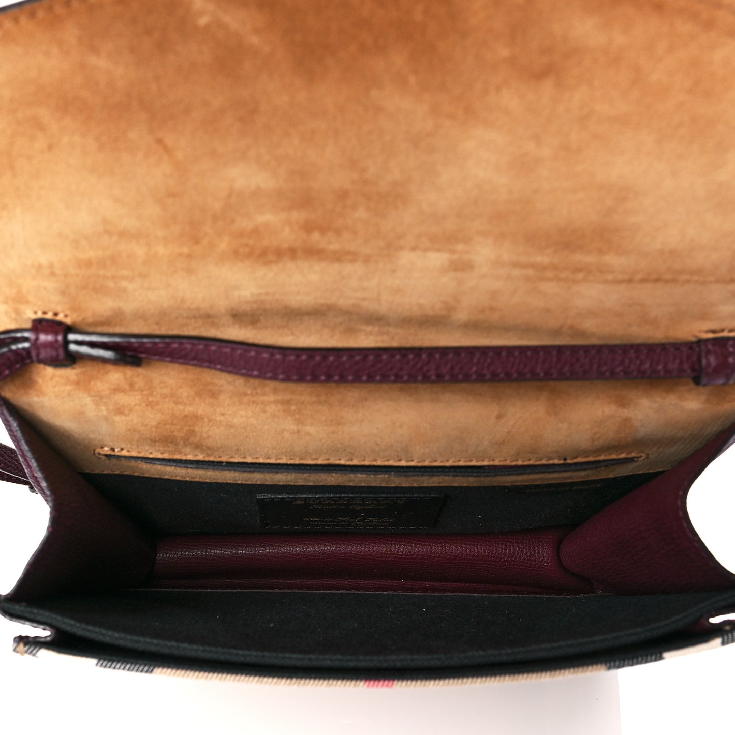 Derby Calfskin House Check Small Macken Crossbody Bag Mahogany Red
