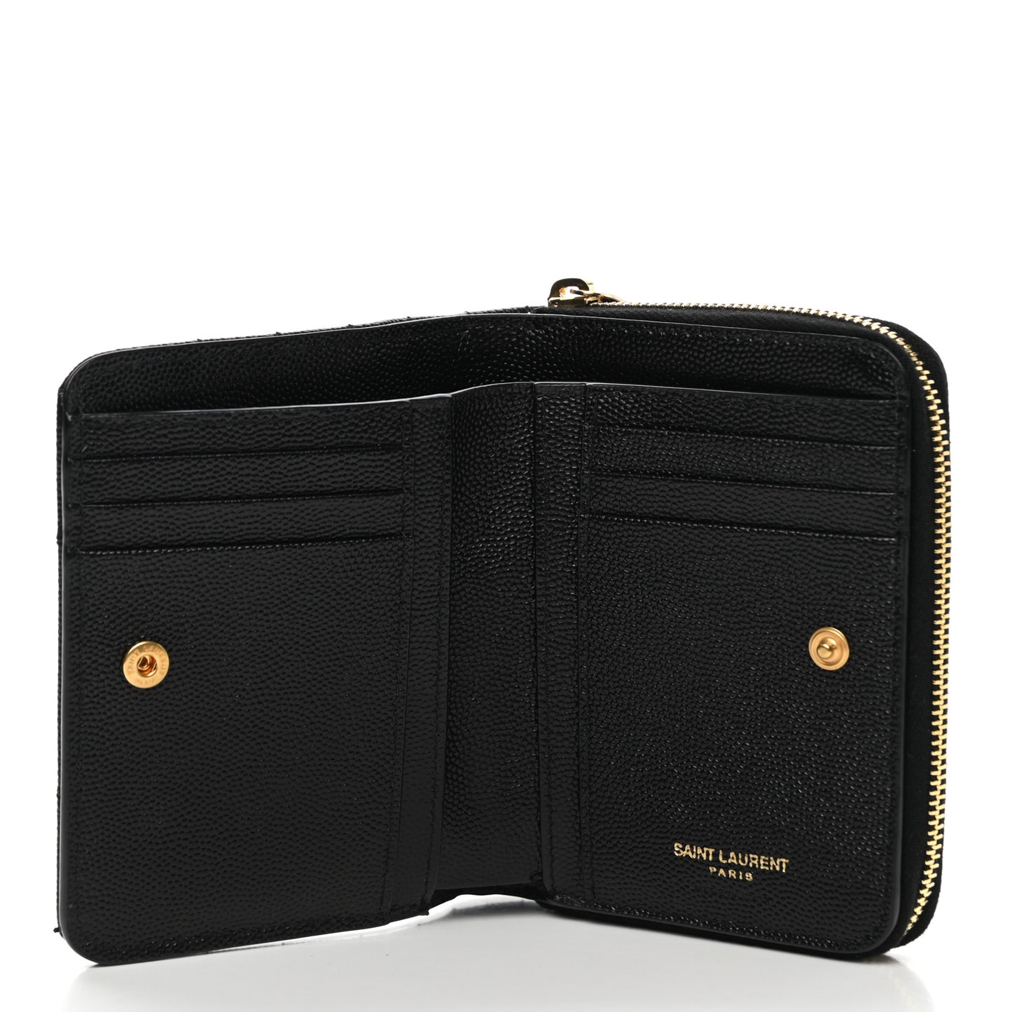 Grain De Poudre Matelasse Chevron Monogram Compact Zip Around Wallet Black