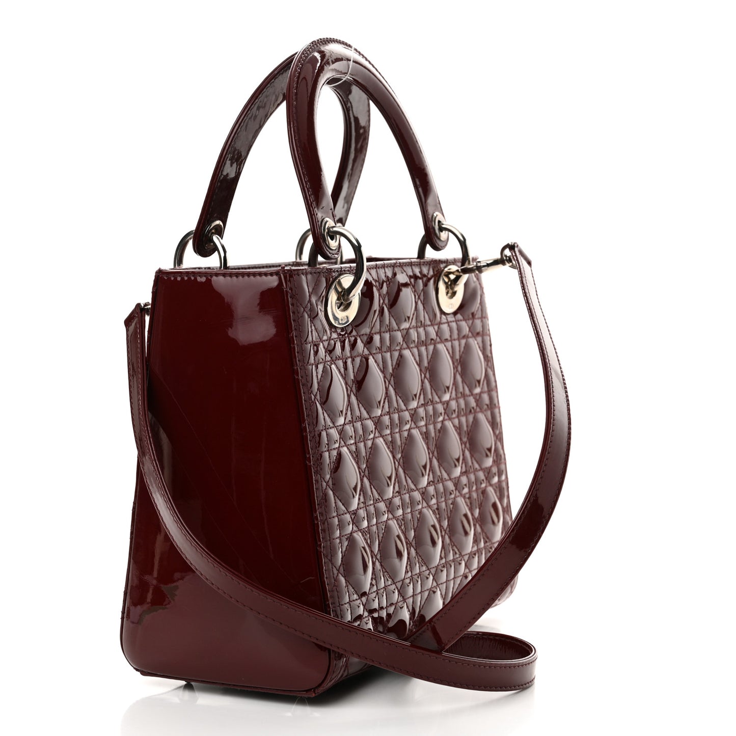 Patent Cannage Medium Lady Dior Burgundy Red