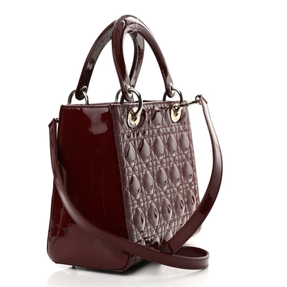 Christian Dior Patent Cannage Medium Lady Dior Burgundy Red 3 of 12