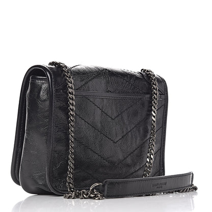 Saint Laurent Crinkled Calfskin Matelasse Monogram Niki Chain Wallet Black 3 of 9