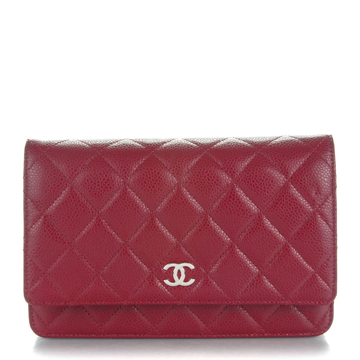 Caviar Quilted Wallet On Chain WOC Dark Red