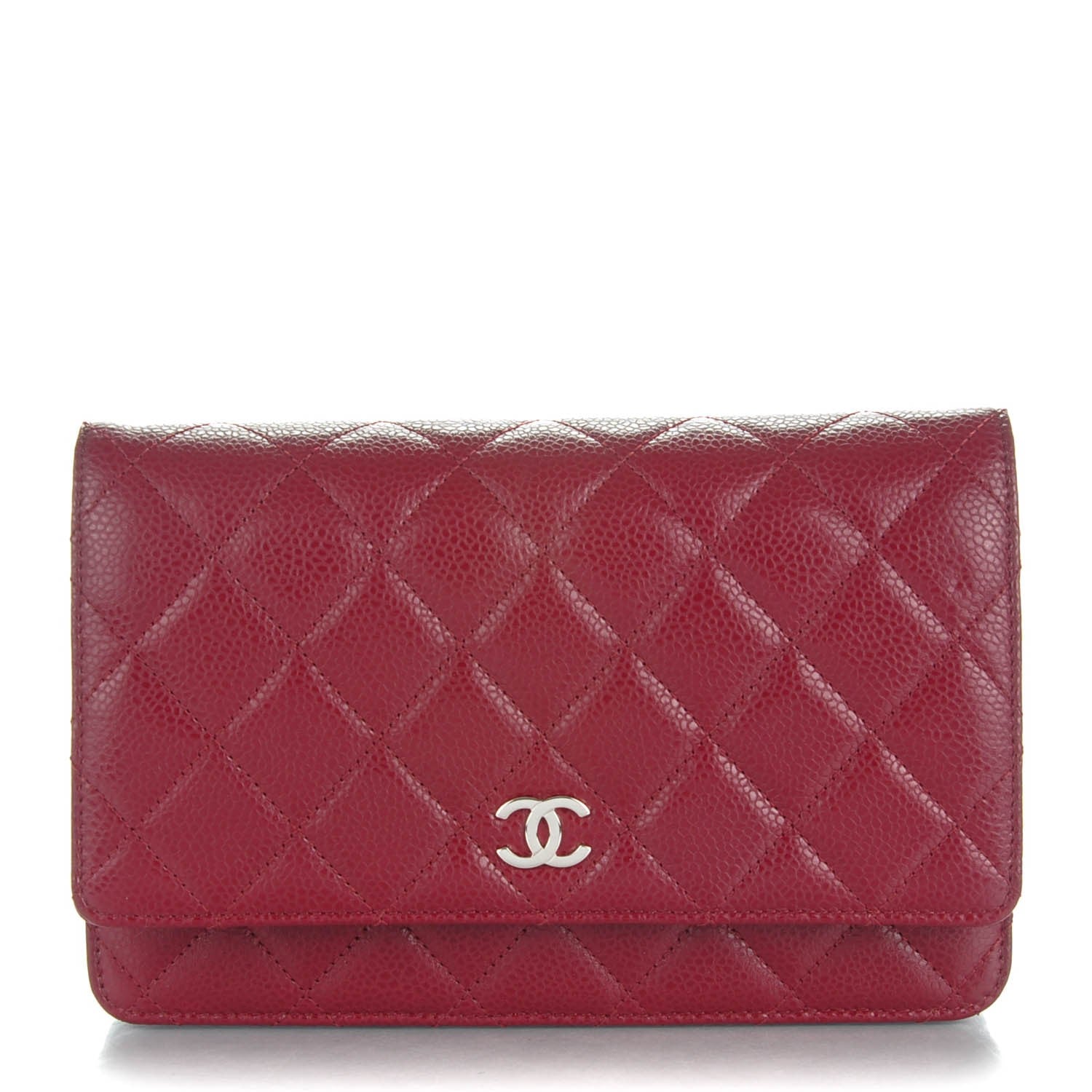 Chanel Caviar Quilted Wallet On Chain WOC Dark Red 1 of 8