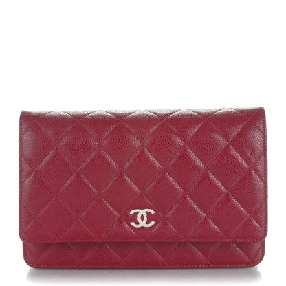 Chanel Caviar Quilted Wallet On Chain WOC Dark Red 1 of 8